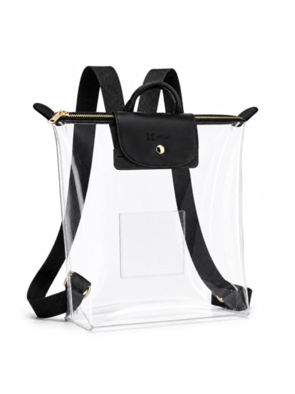 Clear Backpack Stadium Approved with PU Leather Flap